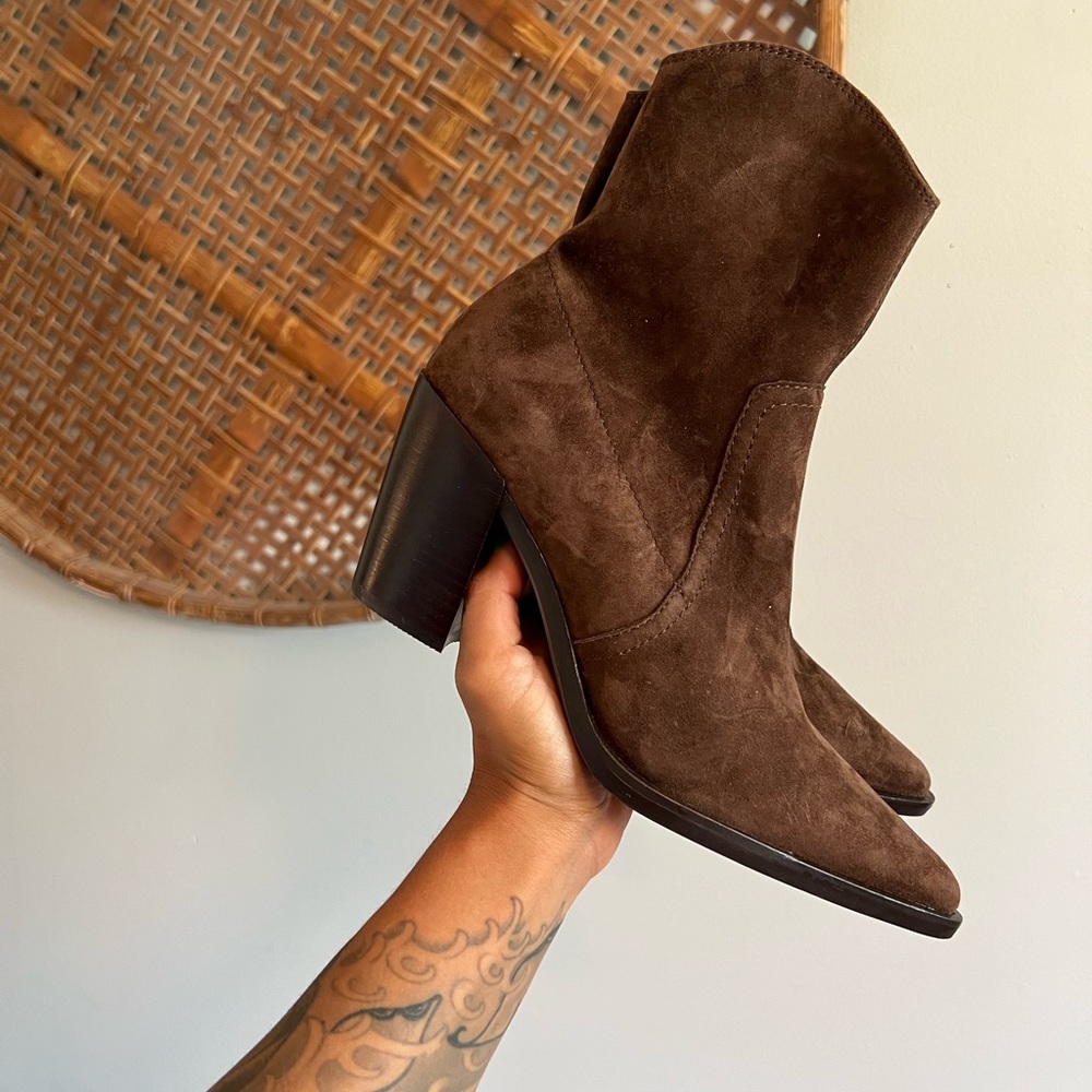 Jeffrey campbell jolena western bootie brown suede